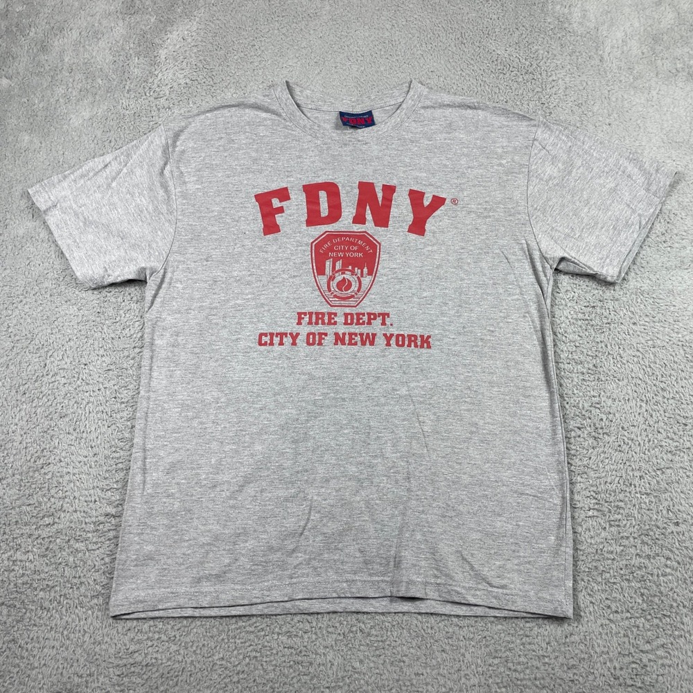 FDNY Fire Dept City Of‎ New York T-Shirt Mens Large Gray Graphic Cotton Tee